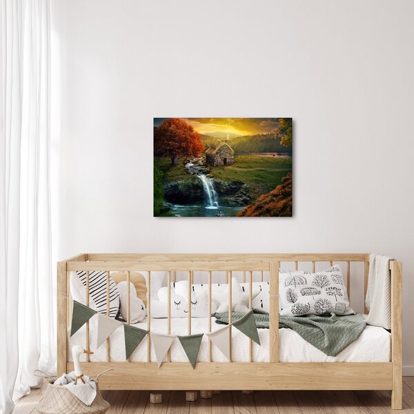 Slika kućice u bajkovitom krajoliku (70x50 cm)