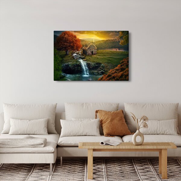 Slika kućice u bajkovitom krajoliku (90x60 cm)