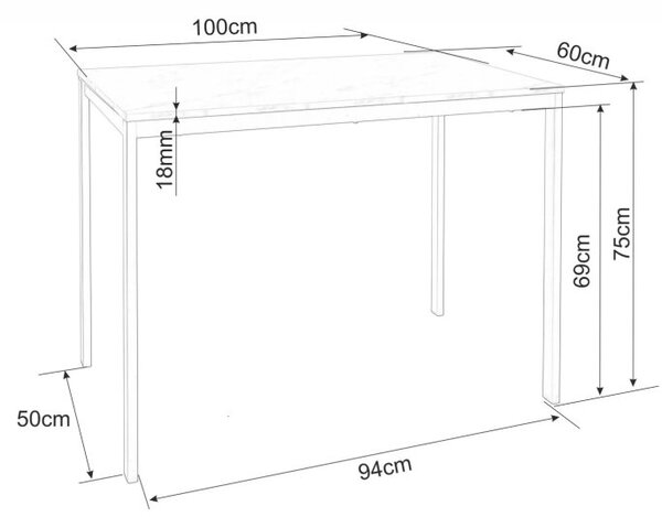 Blagovaonski set 1 + 4, stol RAMOD 100x60 cm bijeli/dekor hrast + bijela stolica KITO