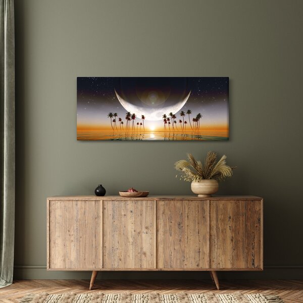 Slika - Mjesec iznad palmi (120x50 cm)