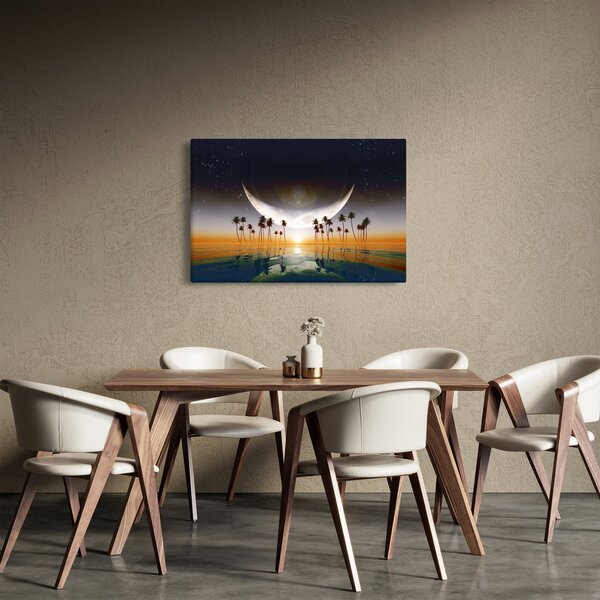 Slika - Mjesec iznad palmi (90x60 cm)