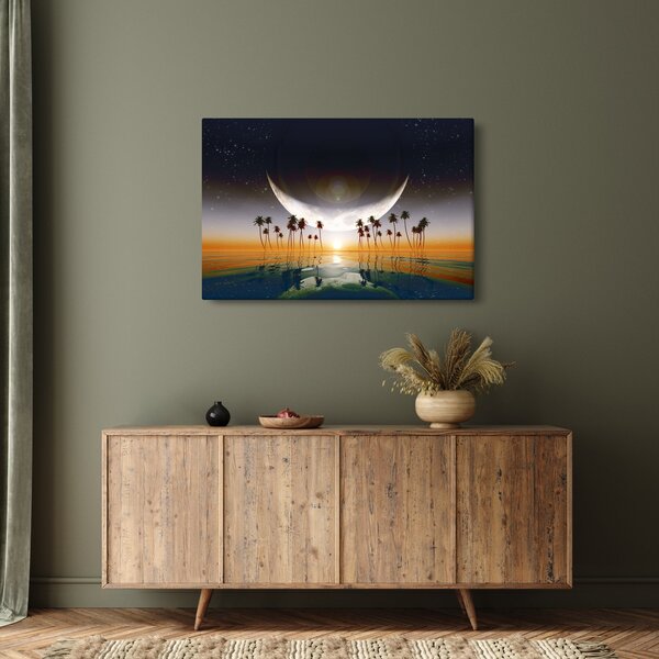 Slika - Mjesec iznad palmi (90x60 cm)