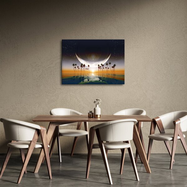 Slika - Mjesec iznad palmi (70x50 cm)