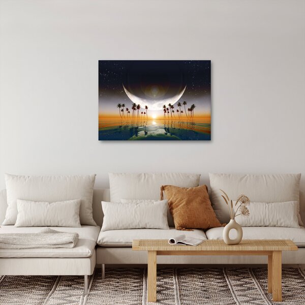 Slika - Mjesec iznad palmi (70x50 cm)