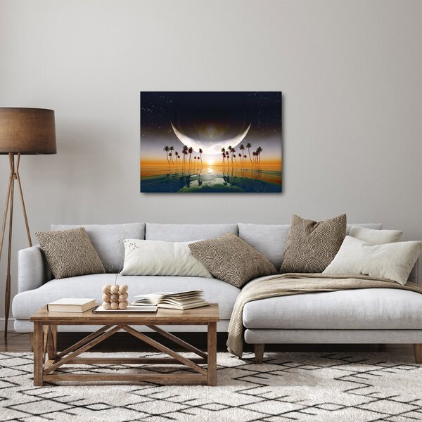 Slika - Mjesec iznad palmi (70x50 cm)