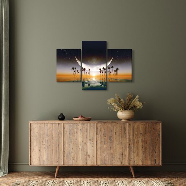Slika - Mjesec iznad palmi (90x60 cm)