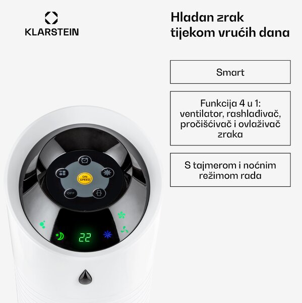 Klarstein Skyscraper Ice Smart, 4-u-1, Hladnjak zraka i WiFi ventilator, 210 m³ / h, daljinski upravljač