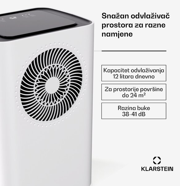 Klarstein CircleDry Smart 12 L odvlaživač, 12 L/dan, 260 W, 25-30m², Wi-Fi, tajmer, filter