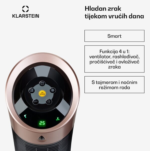 Klarstein Skyscraper Ice Smart, 4-u-1, Hladnjak zraka i WiFi ventilator, 210 m³ / h, daljinski upravljač