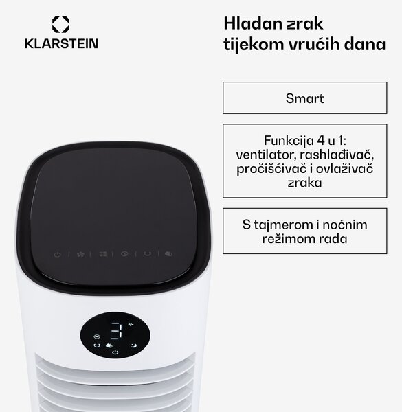 Klarstein Skytower Grand Smart, rashlađivač zraka, 80 W, 480 m³ / h, 8 litara, prijenosni