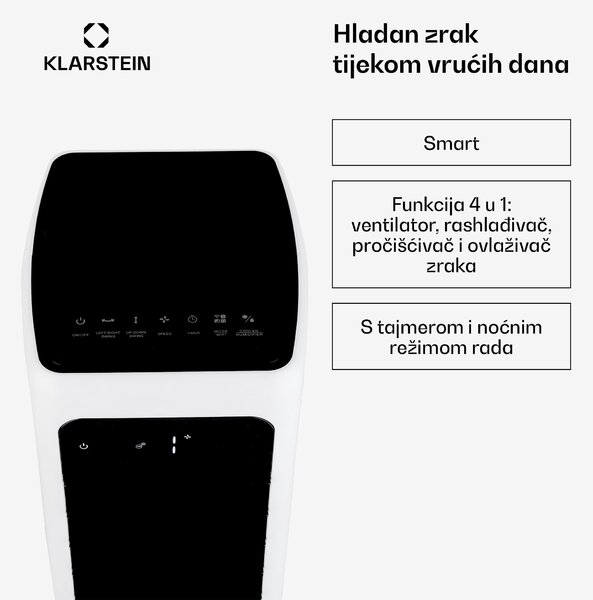 Klarstein Skytower 360 ° Smart, rashlađivač zraka, 60 W, 450 m³ / h, 6 litara, prijenosni