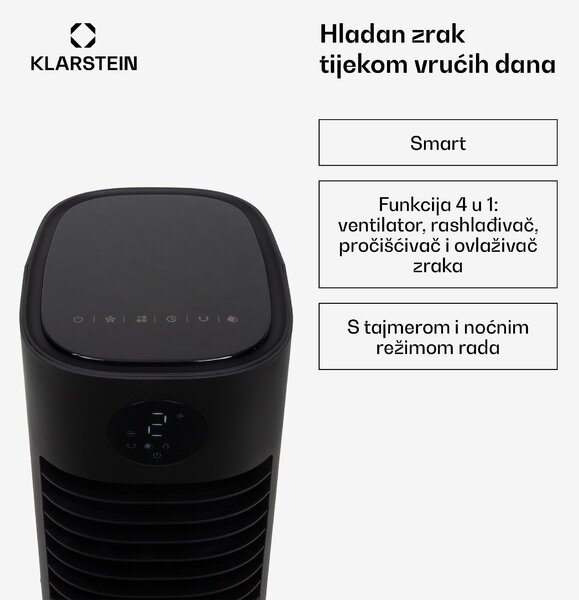 Klarstein Skytower Grand Smart, rashlađivač zraka, 80 W, 480 m³ / h, 8 litara, prijenosni