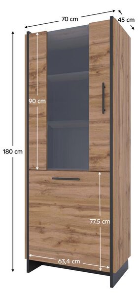 Zondo.hr Vitrina Adivinaba 1 (hrast wotan + crna) . Akcija -22%. 1116754
