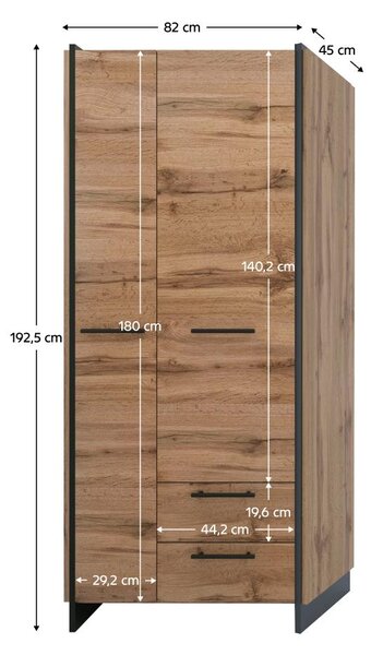 Zondo.hr Ormar za garderobu Adivinaba 1 (hrast wotan + crna) . Akcija -20%. 1116759