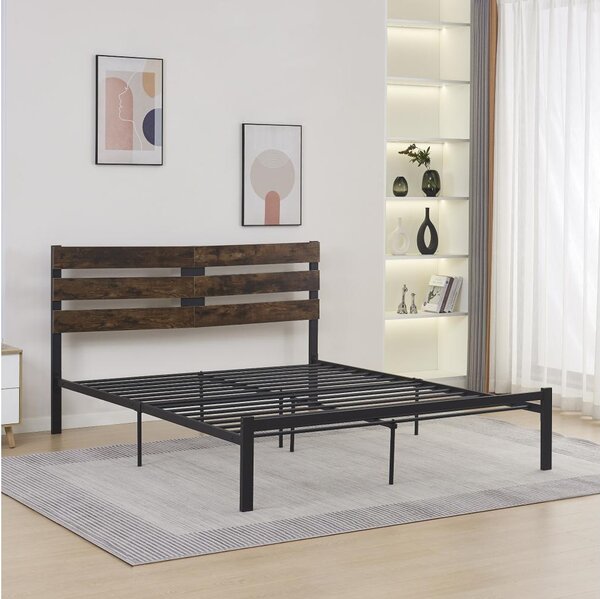 Bračni krevet160 cm Acabarian (crna + hrast rustikal) (sa podnicom)