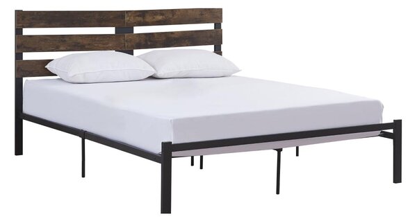 Bračni krevet160 cm Acabarian (crna + hrast rustikal) (sa podnicom)