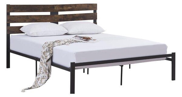 Bračni krevet160 cm Acabarian (crna + hrast rustikal) (sa podnicom)