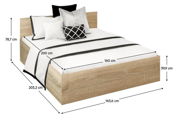Bračni krevet160 cm Discutibles (hrast sonoma) (sa podnicom) (sa prostorom za odlaganje)