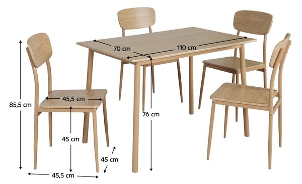 Blagovaonski set Lenin (hrast prirodni) (za 4 osobe)