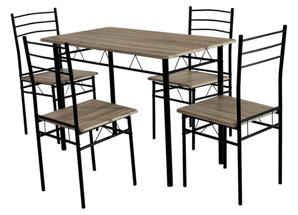 Blagovaonski set Metabolicas (hrast sonoma + crna) (za 4 osobe)