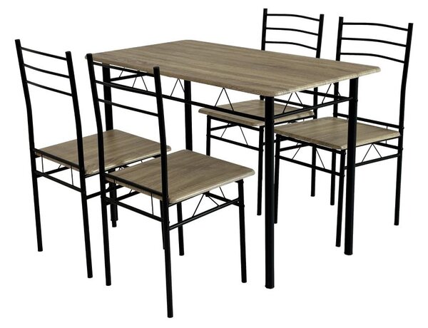 Blagovaonski set Metabolicas (hrast sonoma + crna) (za 4 osobe)