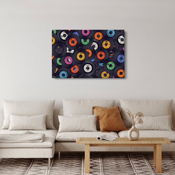 Slika - Glazbene gramofonske ploče (90x60 cm)
