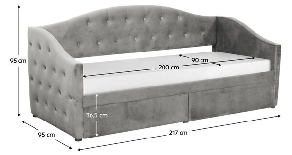Jednostruki krevet (ležaj) 90 cm Zonas (siva) (sa podnicom) (sa prostorom za odlaganje)