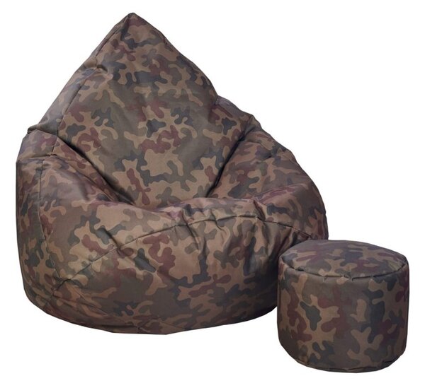 JAKS Vreća za sjedenje s tabureom za noge army tkanina