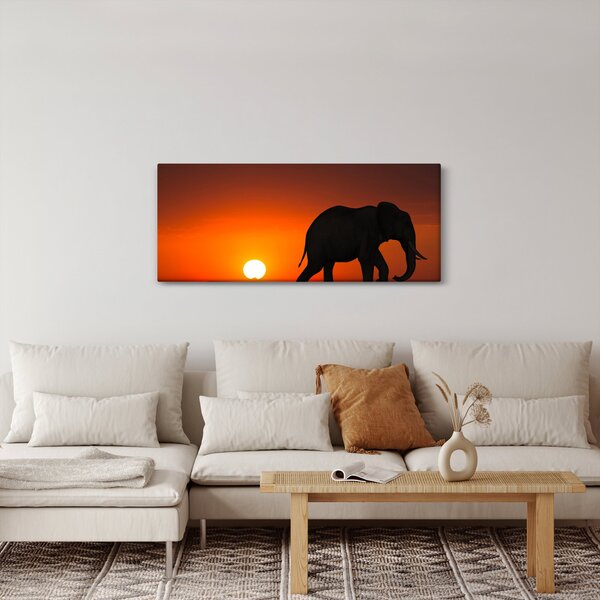 Slika slona u zalasku sunca (120x50 cm)