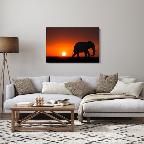 Slika slona u zalasku sunca (90x60 cm)