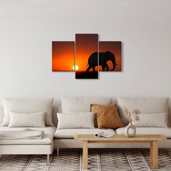 Slika slona u zalasku sunca (90x60 cm)