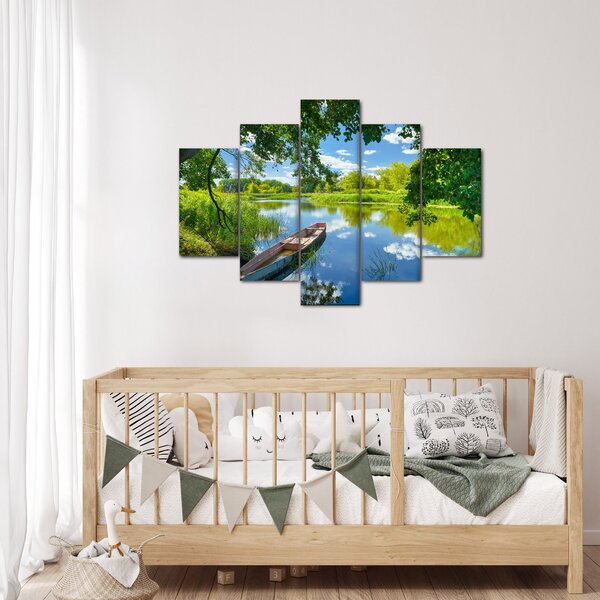 Slika ljetne rijeke s brodicom (150x105 cm)