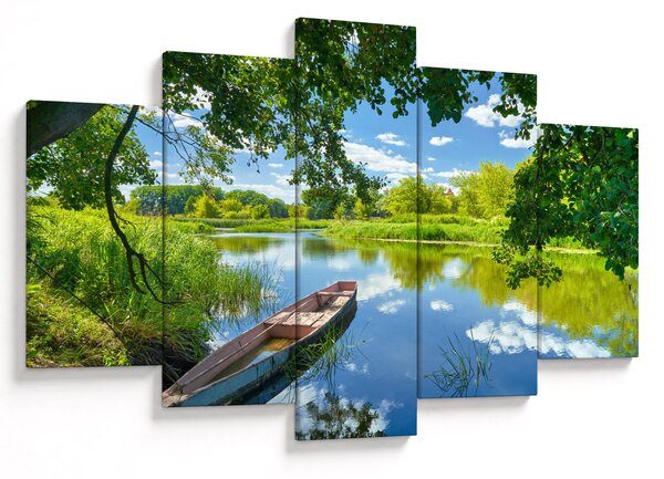 Slika ljetne rijeke s brodicom (150x105 cm)