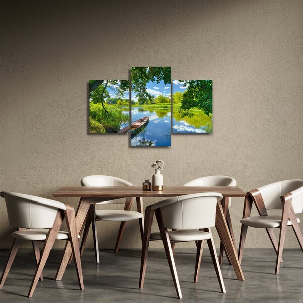 Slika ljetne rijeke s brodicom (90x60 cm)