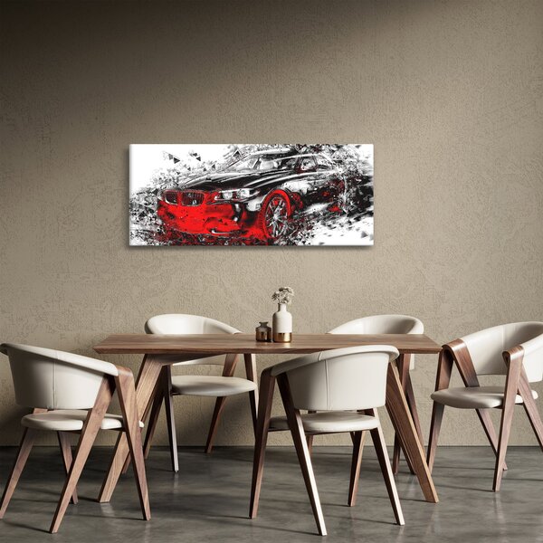 Slika - Naslikani automobil u akciji (120x50 cm)