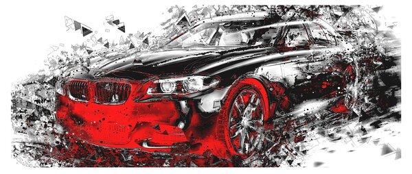 Slika - Naslikani automobil u akciji (120x50 cm)
