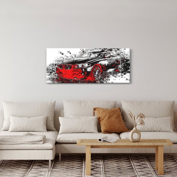 Slika - Naslikani automobil u akciji (120x50 cm)