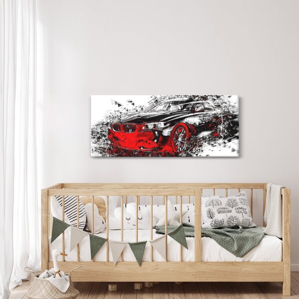 Slika - Naslikani automobil u akciji (120x50 cm)