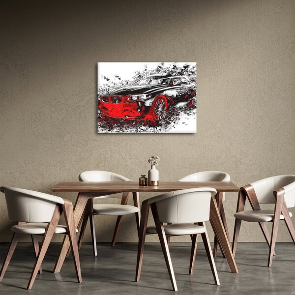 Slika - Naslikani automobil u akciji (70x50 cm)