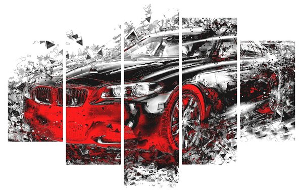 Slika - Naslikani automobil u akciji (150x105 cm)