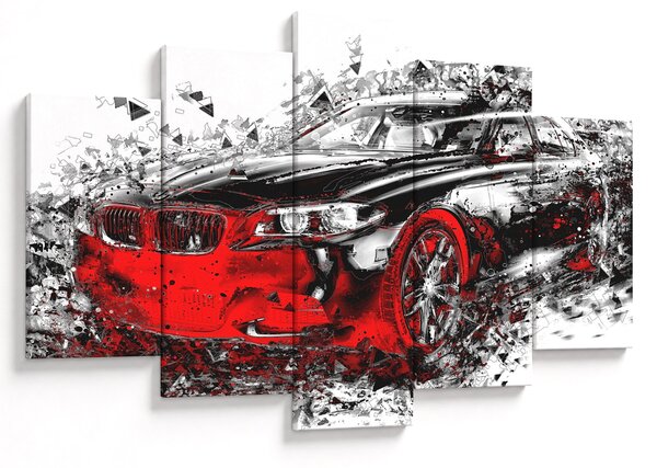 Slika - Naslikani automobil u akciji (150x105 cm)