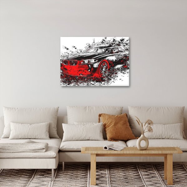 Slika - Naslikani automobil u akciji (70x50 cm)