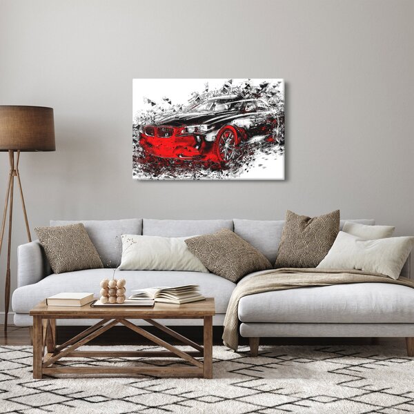Slika - Naslikani automobil u akciji (90x60 cm)