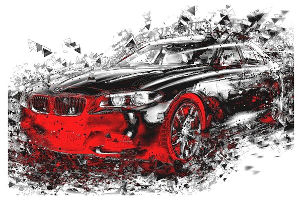 Slika - Naslikani automobil u akciji (90x60 cm)