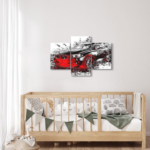 Slika - Naslikani automobil u akciji (90x60 cm)