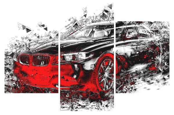 Slika - Naslikani automobil u akciji (90x60 cm)