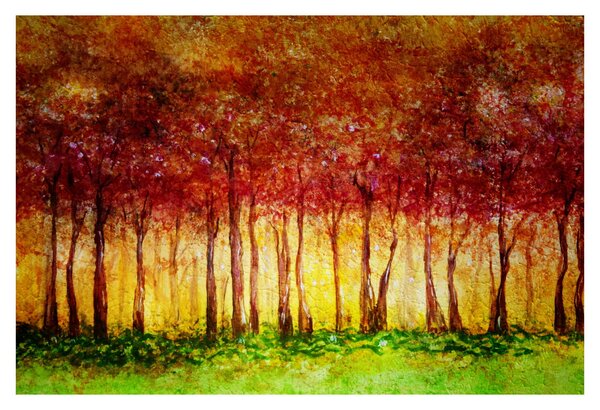 Slika - Naslikana listopadna šuma (90x60 cm)