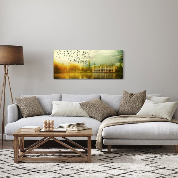 Slika naslikanog krajolika sa ljetnikovcem (120x50 cm)