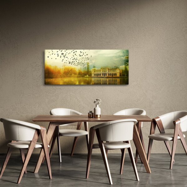 Slika naslikanog krajolika sa ljetnikovcem (120x50 cm)