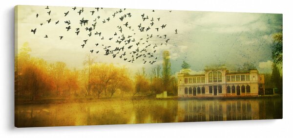 Slika naslikanog krajolika sa ljetnikovcem (120x50 cm)